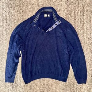 Hugo Boss Men's Pure Wool Button Collar Long Sleeve Shirt Sweater Blue XXL